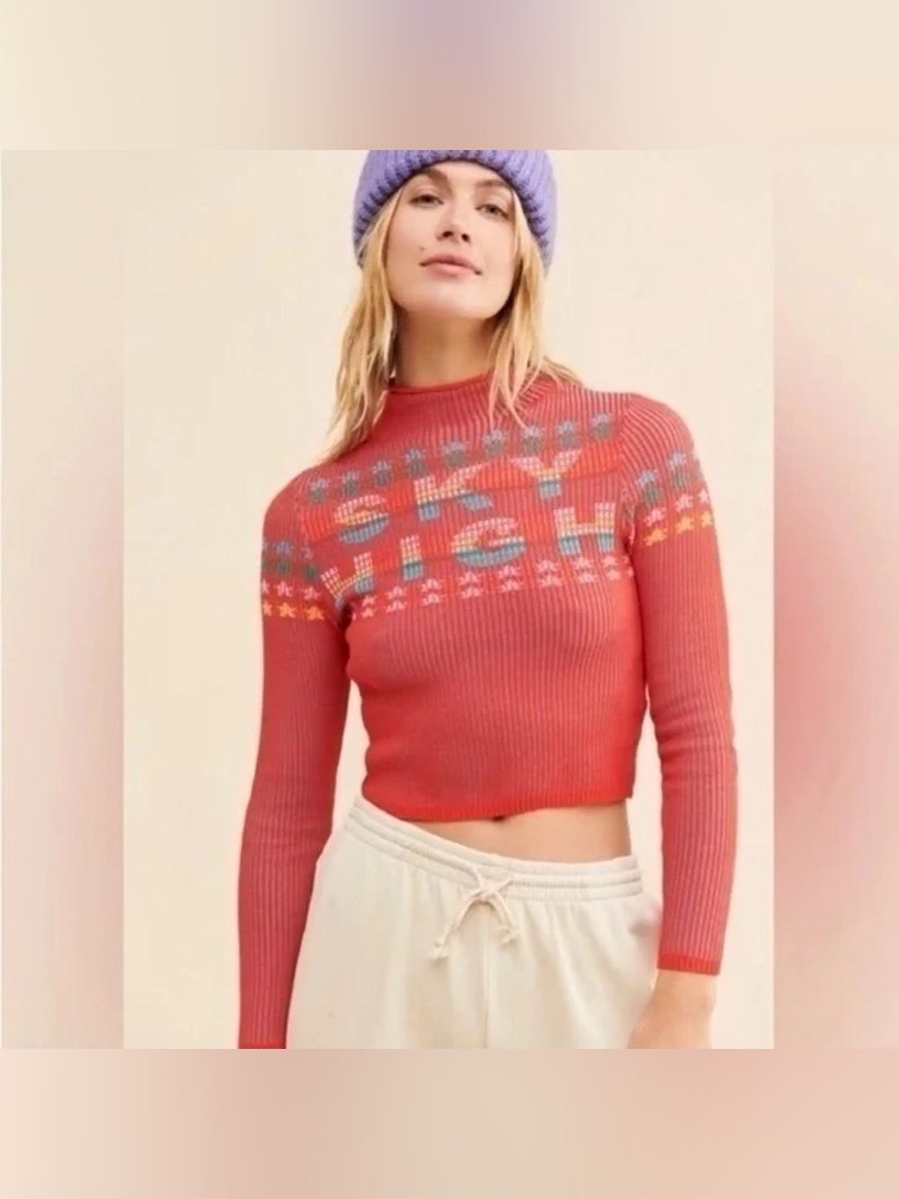 Urban Outfitters BDG Shauna Sky High Jacquard Sweater